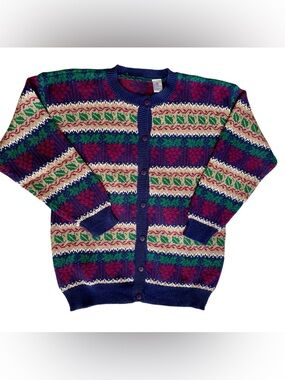 Vtg 80s 90s Northern Isles Grapevine Cardigan Cottagecore Eclectic Womens Size M